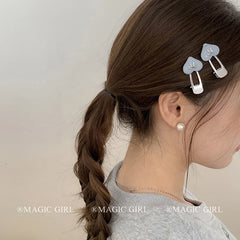 Women Silver Blue Heart Bowknot Small Alligator Clips Fashion Elegant Lightweight in Stock Hairpins Accessories for Female Daily