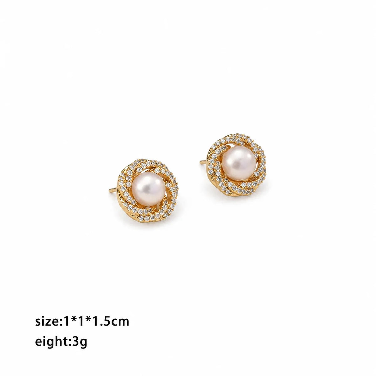 Ladies Pearl Zircon 18k Gold-plated Simple Stud Earring Charms Elegant Trendy Factory Price Bulk in Stock Jewelry for Women Use