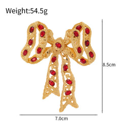 Fashion Glitter Bowknot Luxury Sweet Brooches for Girls Stylish Glamorous Classic Pins Jewelry for Women Ladies Accessories