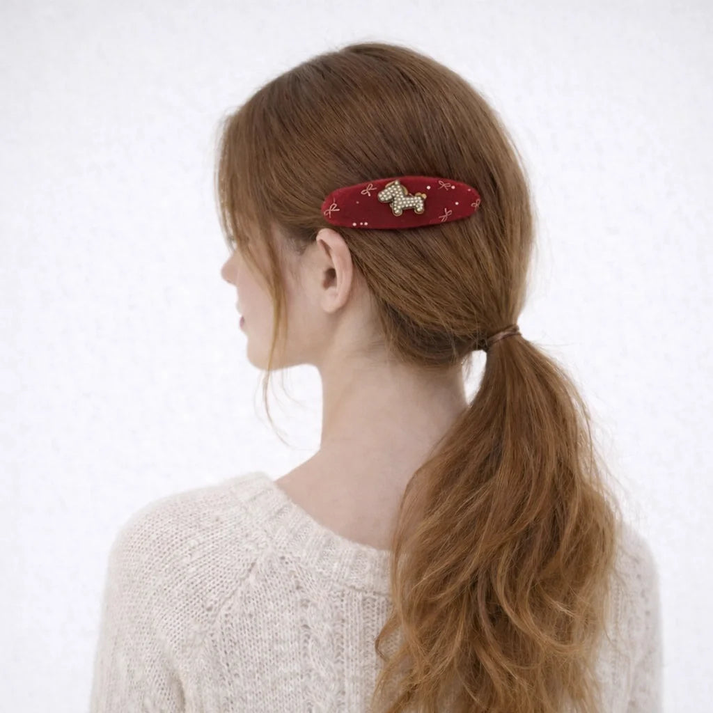Fashion Sweet Trendy New Year Horse Chinese Hair Clips for Girls Glitter Elegant Snap Clips for Women Ladies Hair Accessories