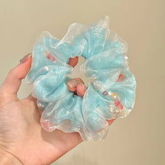 Sweet Cute Lustrous Glitter Scrunchies for Girls Goldfish Elegant Fashion Hair Ties for Women Ladies Hair Accessories Stylish