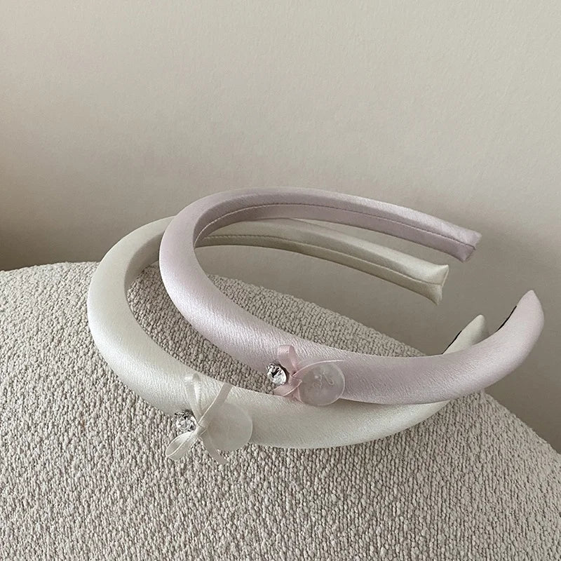 Fashion Bowknot Glitter Princess Style Head Band for Girls Sweet Elegant Rhinestone Hair Band for Women Ladies Hair Accessories