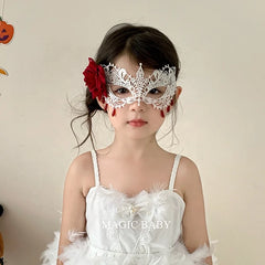 Halloween Mask for Kids Rose Spooky Elegant Children Face Mask Costume Party Accessory Trick or Treat Gift Vampire Gothic Theme