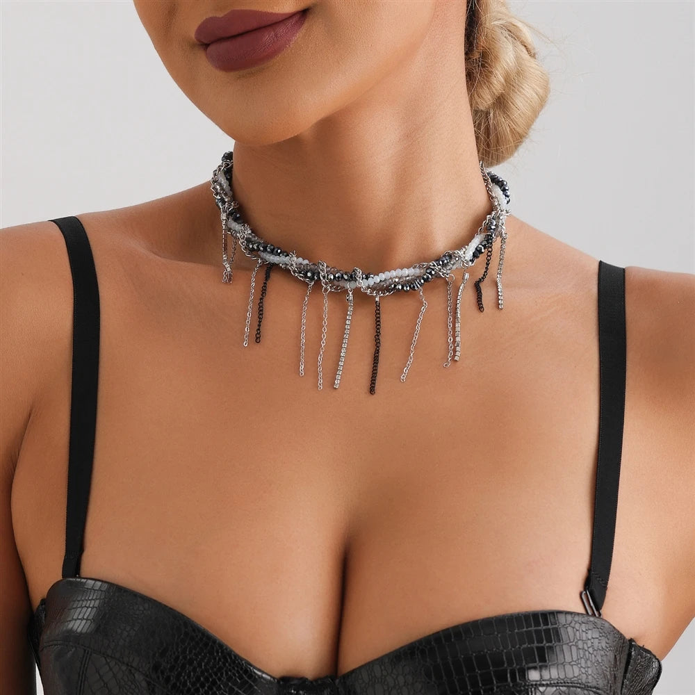 Fashion Beads Tassel Layered Wearing Necklaces for Girls Sweet Spicy Jewelry for Women Ladies Accessories Chinese Supplier