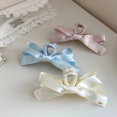 Simple Solid Color Classic Bowknot Hair Claw Clips for Girls Fashion Sweet Cute Hair Clutches for Women Ladies Hair Accessories