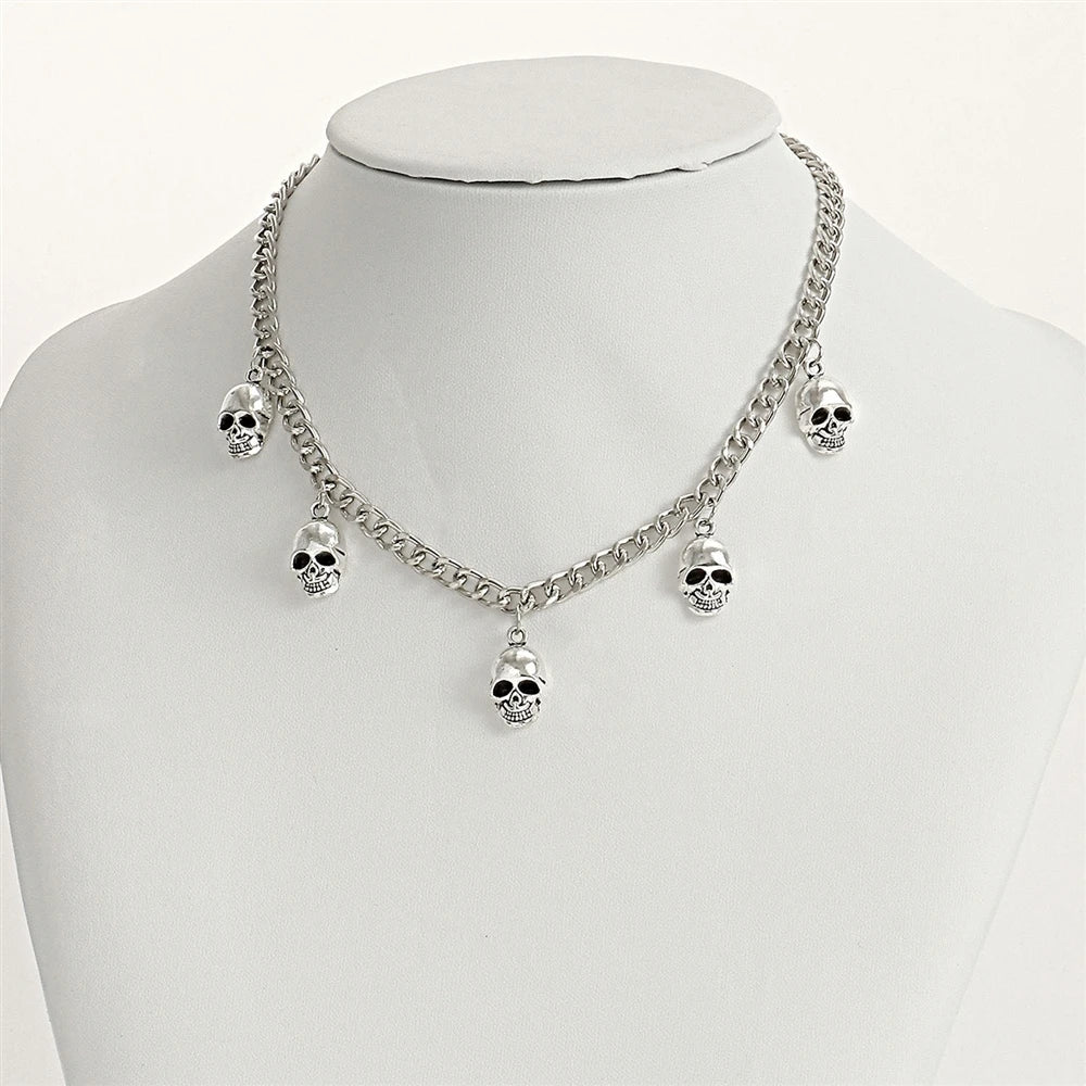 Fashion Skeleton Skull Gothic Punk Style Necklaces for Girls Trendy Halloween Spicy Jewelry for Women Ladies Accessories Chic