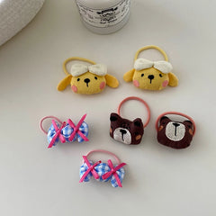 Cute Sweet Animal Bowknot Plaid Scrunchies for Baby Girls Fashion Peppy Hair Ties for Kids Children Hair Accessories in Stock