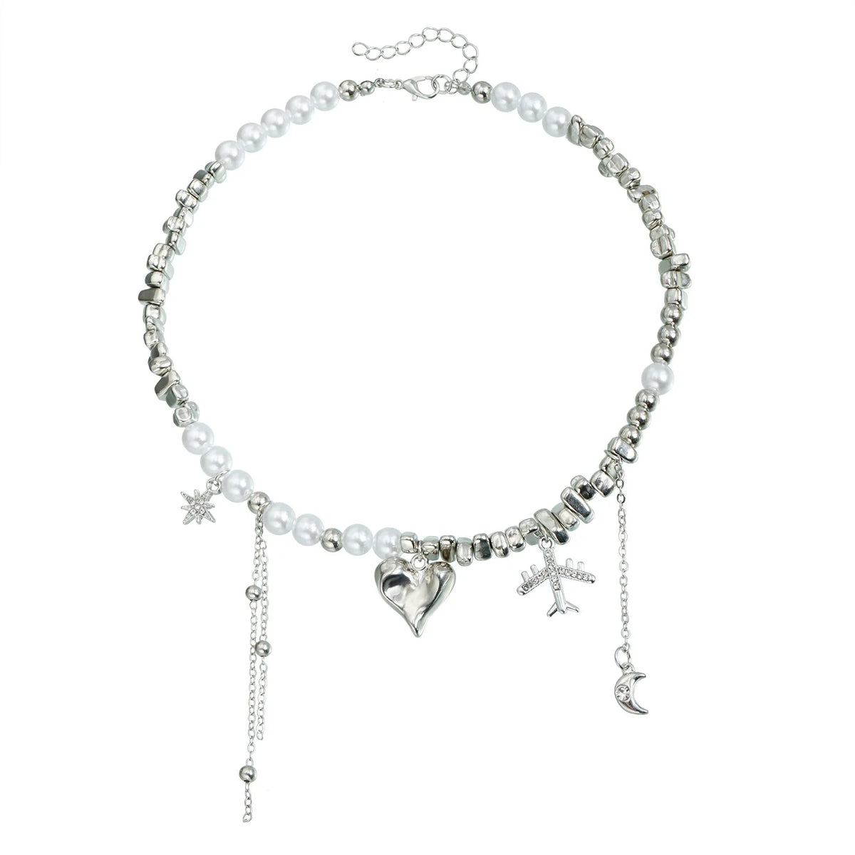 Fashion Beads Heart Airplane Sweet Necklaces for Girls Trendy Stylish Tassel Jewellry for Women Ladies Accessories Wholesale