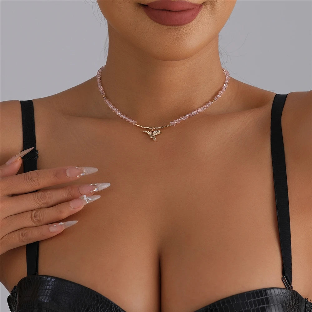 Fashion Beads Bird Sweet Trendy Cute Necklaces for Girls Glamorous Dainty Charms Jewelry for Women Ladies Accessories Wholesale