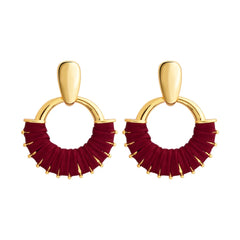 High Quality Leather Wrapped Circular Hoop Earrings for Women Vintage Bohemian Woven Trendy Statement Jewelry Accessories Bulk