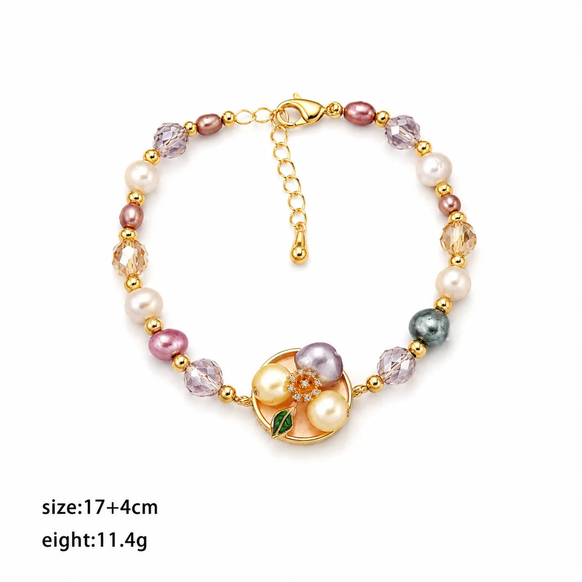 Fashion Freshwater Pearl Glass Crystal Flower Bracelets for Girls Trendy Jewelry for Women Ladies Wholesale China Factory