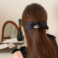 Female 2025 Hot Sale Imitation Pearl Bowknot Hair Ties Elegant Fashion Ponytail Hold Scrunchies Accessories for Women Daily