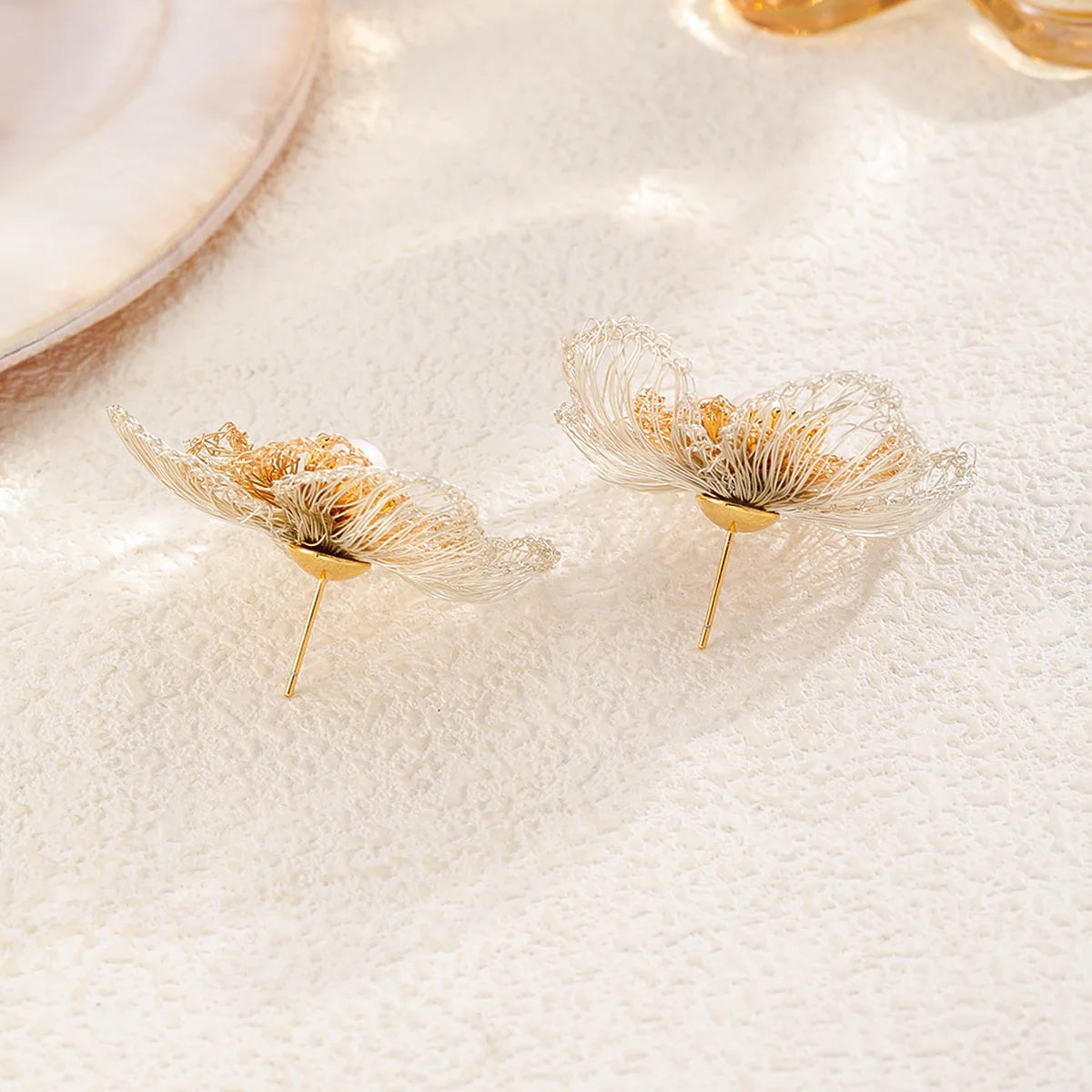 Fashion Wire Crochet Artisan Work Luxury Copper Stud Earrings for Girls 18K Gold Jewelry for Women Ladies Wholesale Bulk Low MOQ