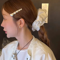 Hot Sale White Solid Color Heart Hair Ties Alligator Clips Accessories Set Elegant Fashionable Scrunchy Hairpins for Women