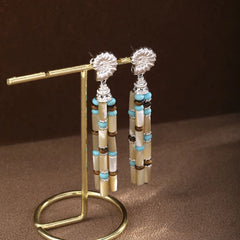 Fashion Shell Turquoise Copper White K Plated Drop Earrings for Girls Tassel Boho Jewelry for Women Ladies Wholesale Low MOQ