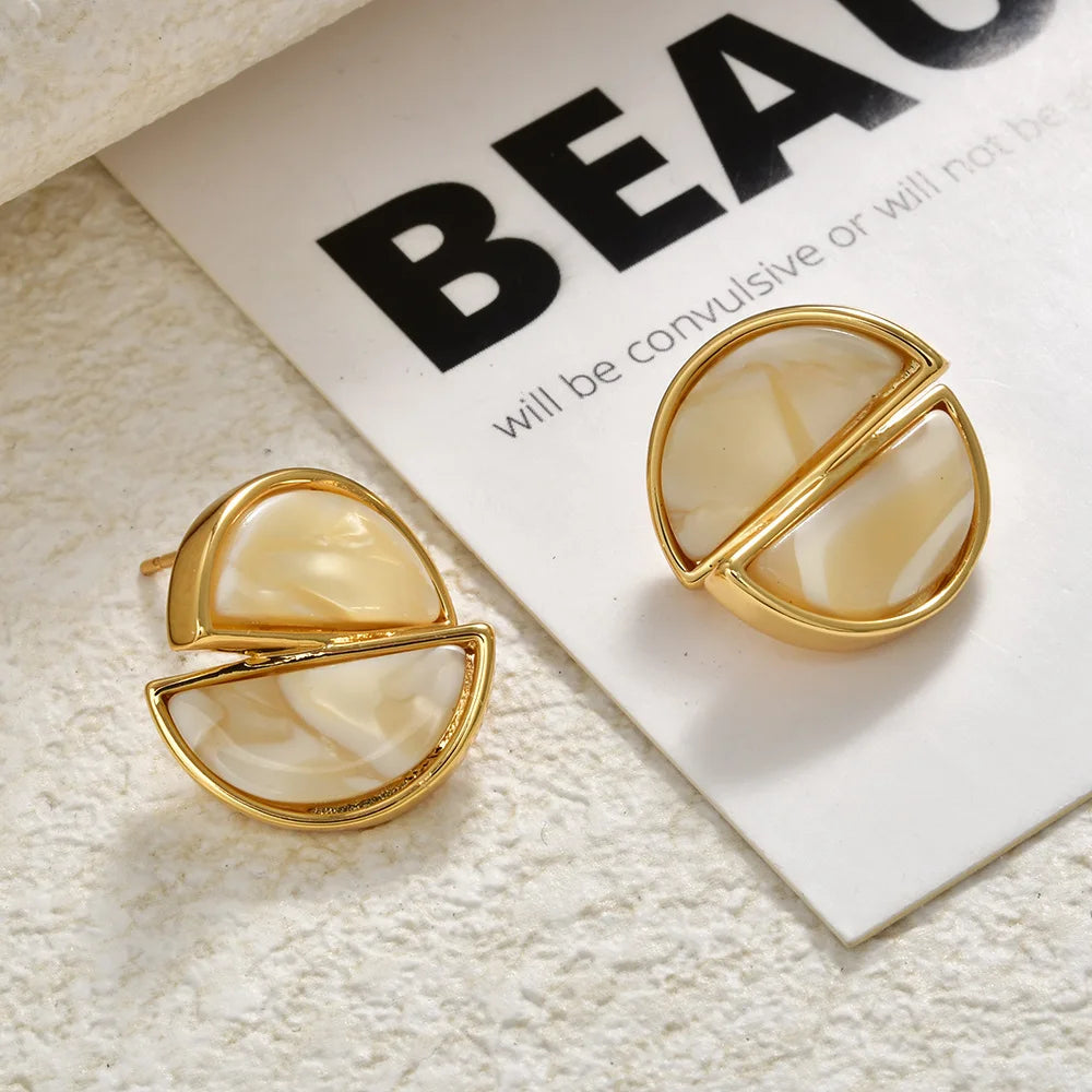 High-end Split Geometric Design Stud Earrings Women Acetate Leopard Print Resin Simple Vintage Ear Jewelry Accessories Wholesale