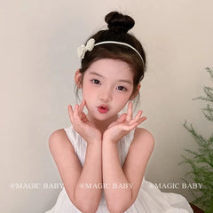 Solid Color White Imitation Pearl Bowknot Head Band for Baby Girls Elegant Princess Style Hair Band for Kids Hair Accessories
