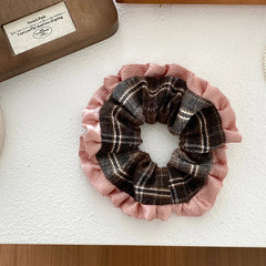 Elegant Gentle Plaid Dress Scrunchies for Girls Fashion Sweet Autumn Winter Hair Ties for Women Ladies Hair Accessories in Stock