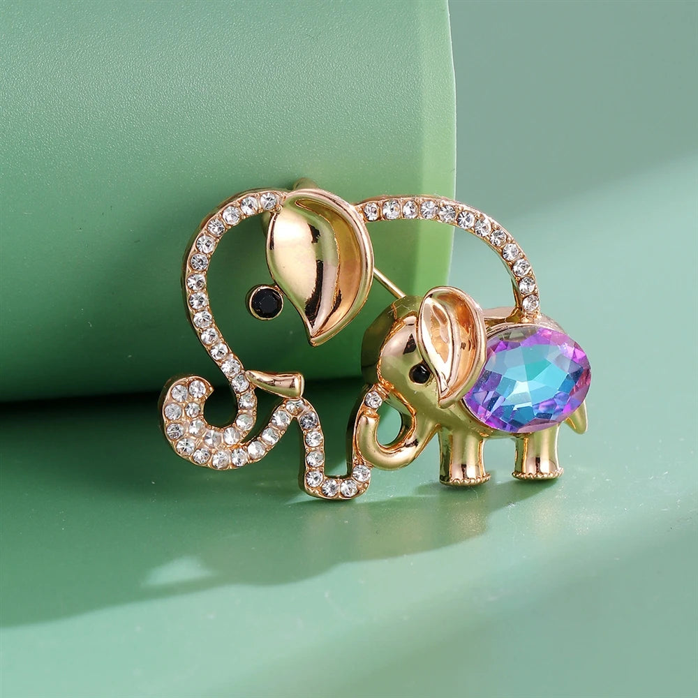 Fashion Glitter Sparking Luxury Simple Animals Elephant Brooches for Girls Sweet Stylish Pins Jewelry for Women Ladies Accessory