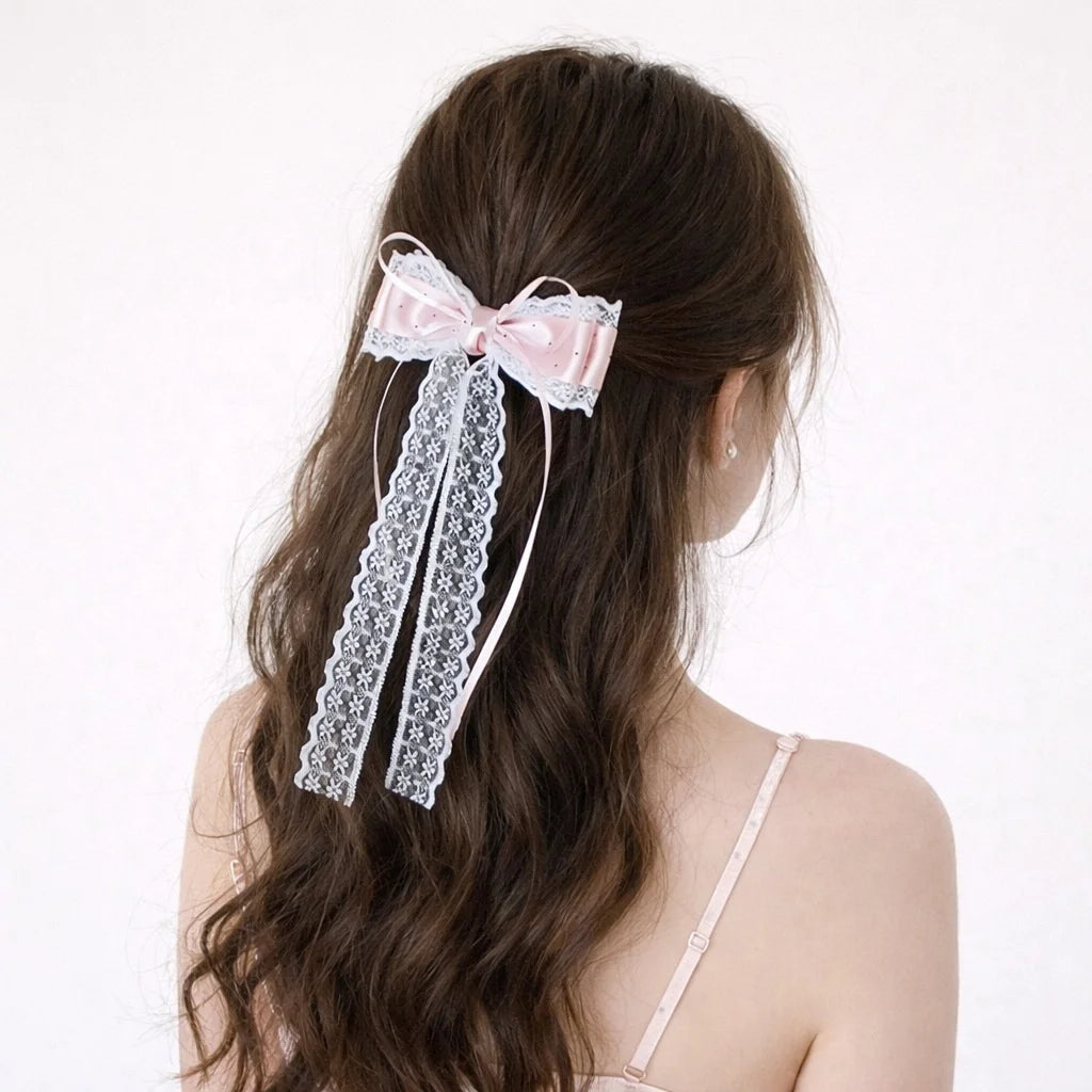 Fashion Ribbon Bowknot Sweet Elegant Hair Clips for Girls Polka Dot Elegant Cute Alligators for Women Lady Accessories in Stock