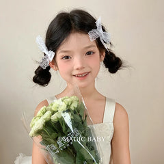 Solid Color Lace Bowknot Sweet Cute Hair Clips for Baby Girls Fashion Chic Alligators for Kids Children Hair Accessories Stylish