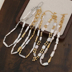 Fashion Elegant Freshwater Pearl Sweet Necklaces for Girls 18K Gold Luxury Jewelry for Women Ladies Accessories Wholesale Bulk