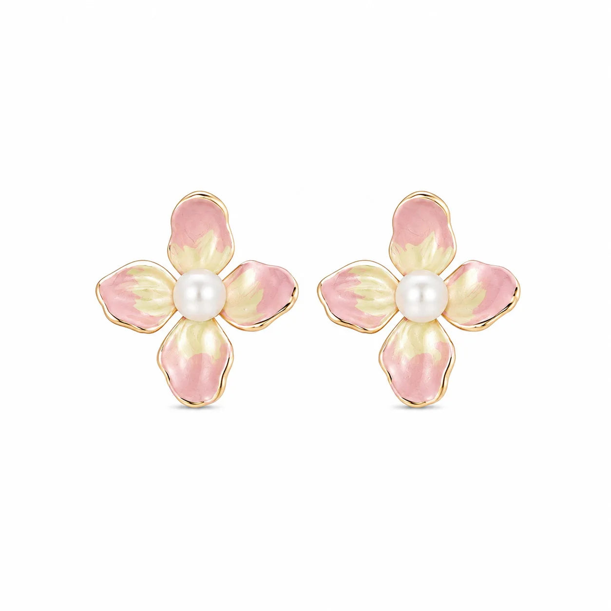 Fashion S925 Silver Freshwater Pearl Flower Stud Earrings for Girls Elegant Copper 18K Gold Plated Jewelry for Women Ladies