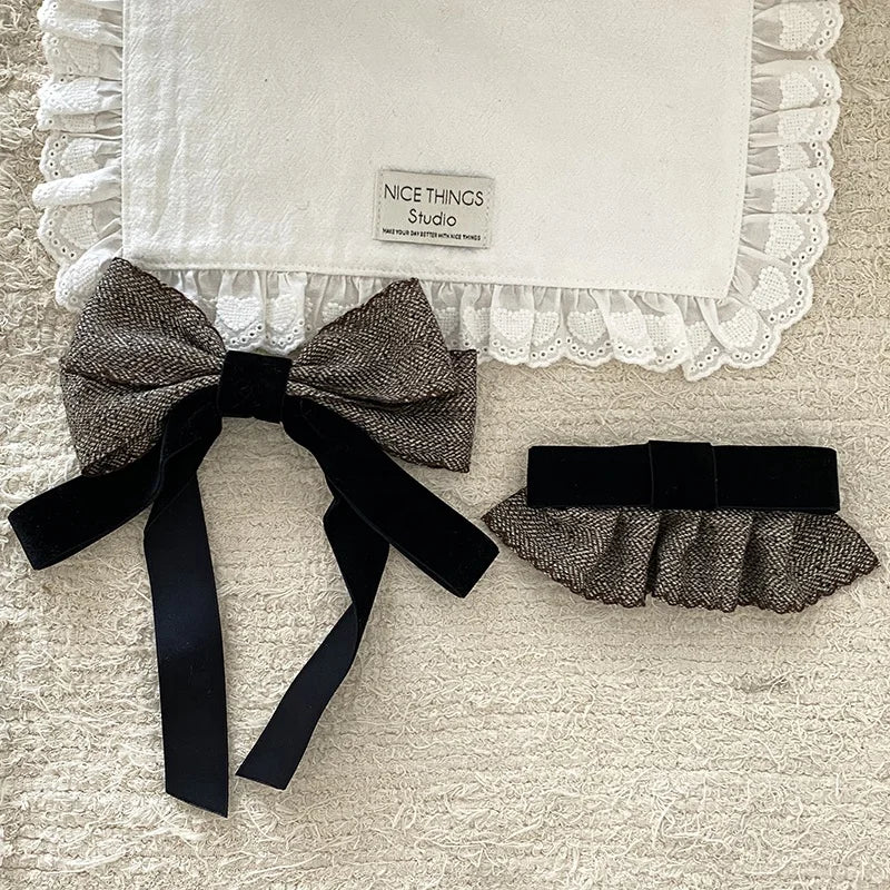 Fashion Elegant Ribbon Bowknot Princess Style Hair Clips for Girls Trendy Classic Barrettes for Women Ladies Hair Accessories