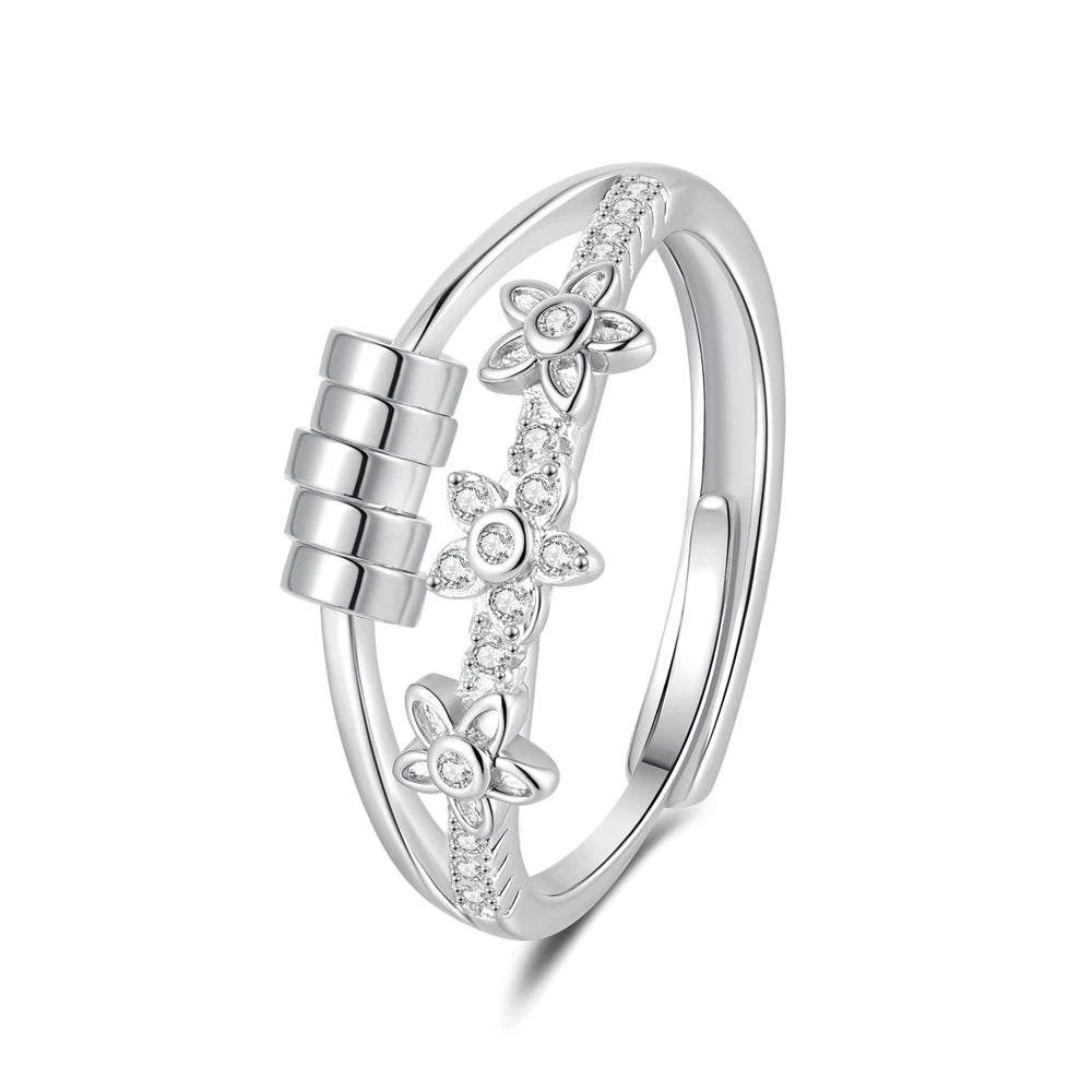 Magic Crown Rotating Bead Rings Stress Relief and Anxiety Fashion Trendy Heart Open Setting Rings Unisex Accessories Wholesale