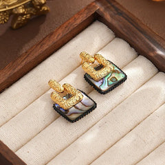 Fashion Abalone Shell Copper 18K Gold Plated S925 Silver Drop Earrings for Girls Trendy Jewelry for Women Ladies Wholesale Bulk
