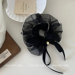 Hot Sale Black Large Durable Elastic Women Hair Claws Graceful Stylish Ribbon Heart Decorative Wholesale Hair Clips Accessories