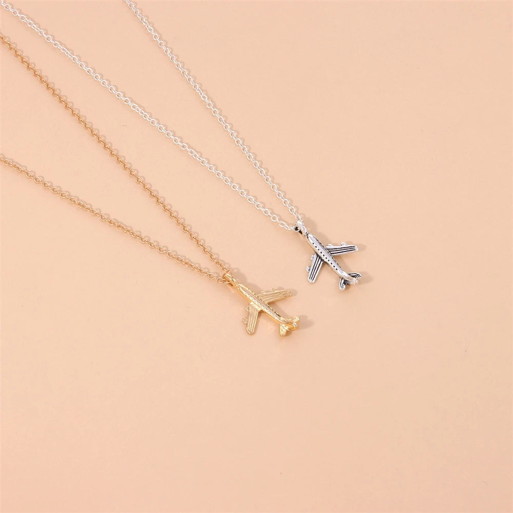 Fashion Simple Airplane Necklaces for Girls Sweet Minimalistic Charms Jewelry for Women Ladies Female Accessories Wholesale