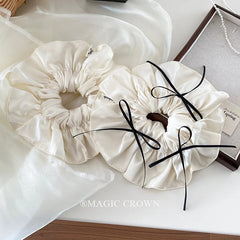Elegant Ballet Style Women's Hair Ties Satin Ribbon Bow Stunning Sweet Scrunchies for Girls Minimalistic Hair Accessories Lady