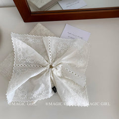 Women's Elegant Stock Hair Ties Accessories Hot Sale Simple Fashion Kerchief Scrunchies in Black White Flower Print