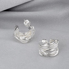 European and American Trendy Earrings Copper Simple C-shaped Irregular Earring Women's High-end Fashion Earrings Niche Design