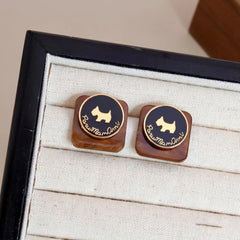 Ladies Dog Print Amber Decorative Small Mini Stud Earring Sex Elegant Fashion Chic Bulk Jewelry Accessories for Women Street