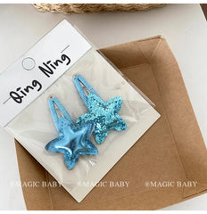 Minimalistic Glitter Star Hair Clips for Baby Girls Solid Color Snap Hair Accessories for Kids Made of Durable Alloy