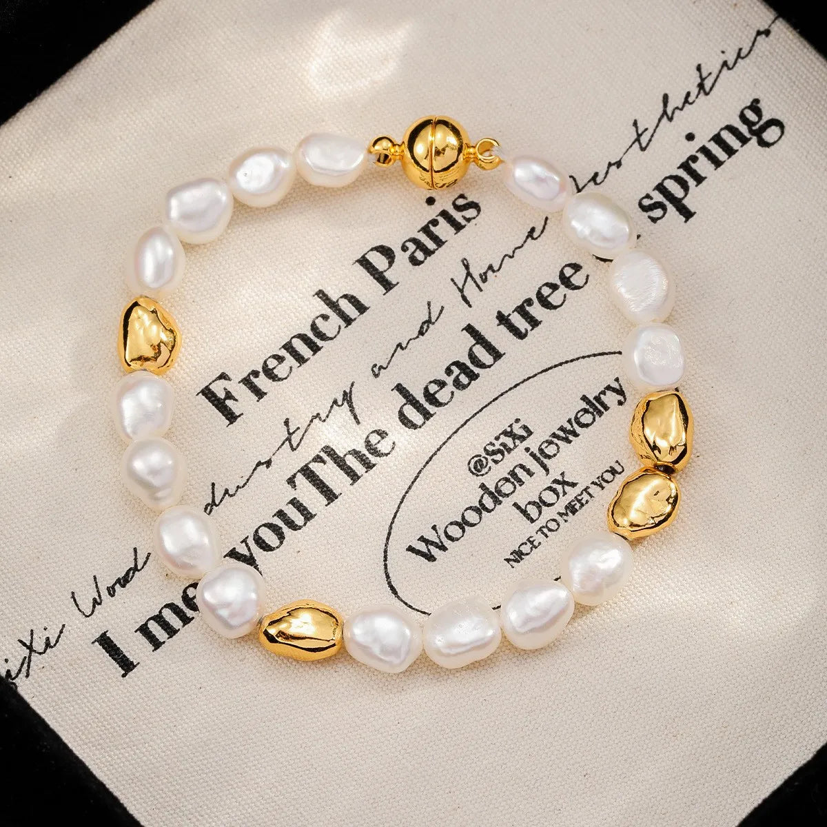 Fashion Baroque Freshwater Pearl Bracelets for Girls Elegant 18K Gold Flower Jewelry for Women Ladies Wholesale Bulk Luxury