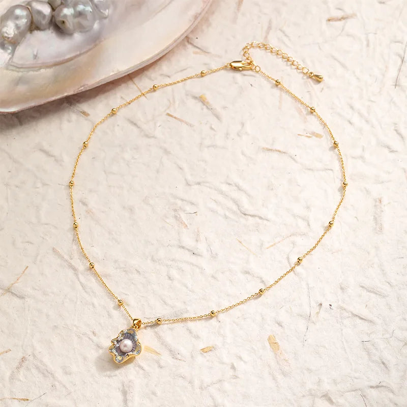 Women Freshwater Pearl 18k Gold-plated Necklace Fashion Elegant Low MOQ Factory Price in Stock Jewelry for Female Causal Daily