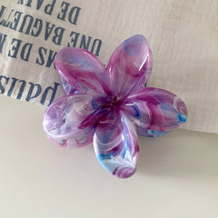 Solid Color Hawaii Style Flower Hair Claw Clips for Women & Girls Trendy Sweet Fashion Hair Accessories for Daily Use