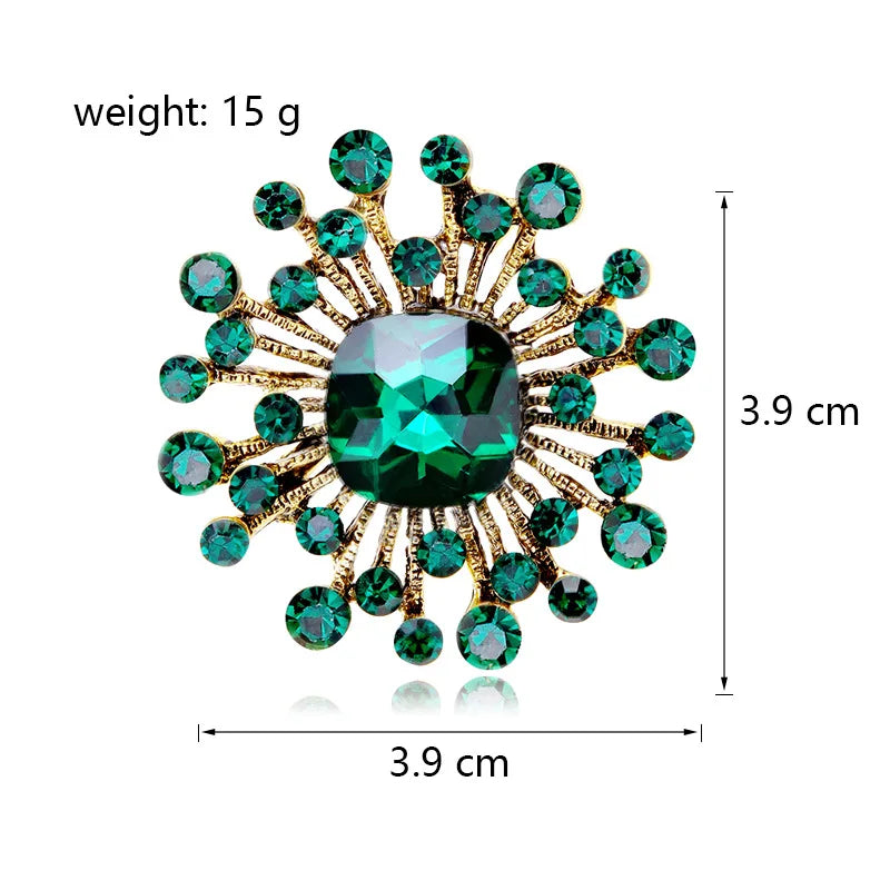 Fashion Luxury Vintage Retro Glitter Rhinestone Sparkle Brooches for Girls Elegant Retro Jewelry for Women Ladies Accessories