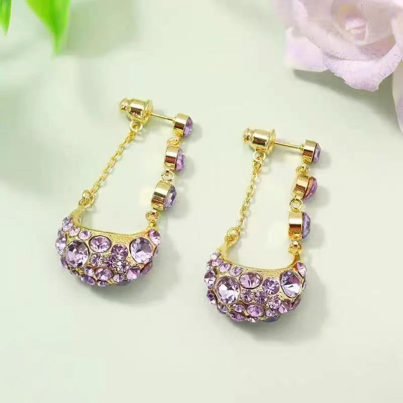 Women Fruit Shape Rhinestone Decorative Small Drop Earring Fashion Elegant Glitter Sparking Wholesale Causal Jewelry Accessories