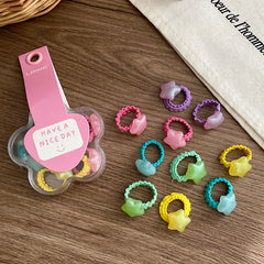 Sweet Cute Kids Hair Ties Candy Color Star Heart Beads Solid Color Small Scrunchies Accessories for Children Wholesale Stock