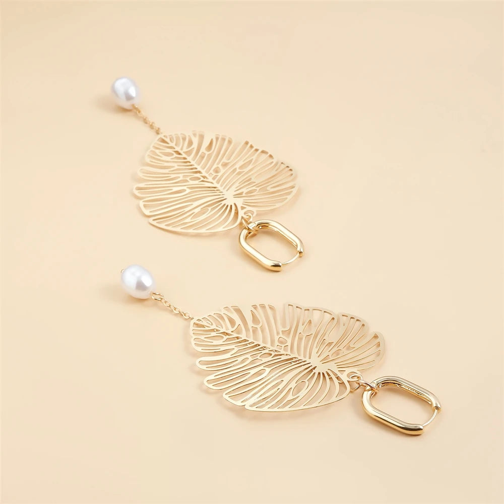 Fashion Sweet Leafs Trendy Elegant Drop Earrings for Girls Stylish Dainty Glamorous Graceful Jewelry for Women Ladies Accessory