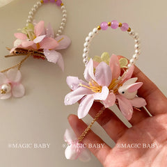 Vintage Chinese Style Rabbit Imitation Pearl Hair Clips for Baby Girls Festival Sweet Alligators for Kids Hair Accessories