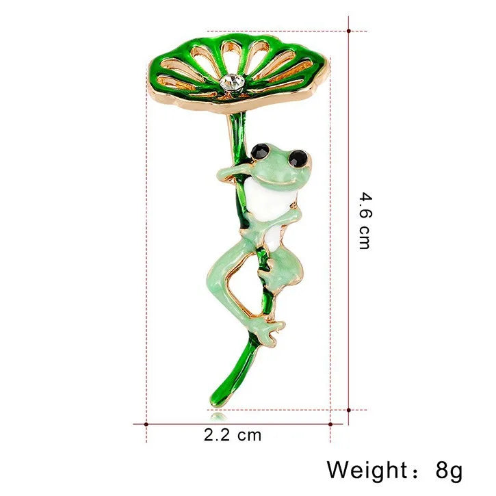 Fashion Sweet Animals the Frog Prince Brooches for Girls Lotus Leaf Cute Pins Jewelry for Women Ladies Accessories Wholesale