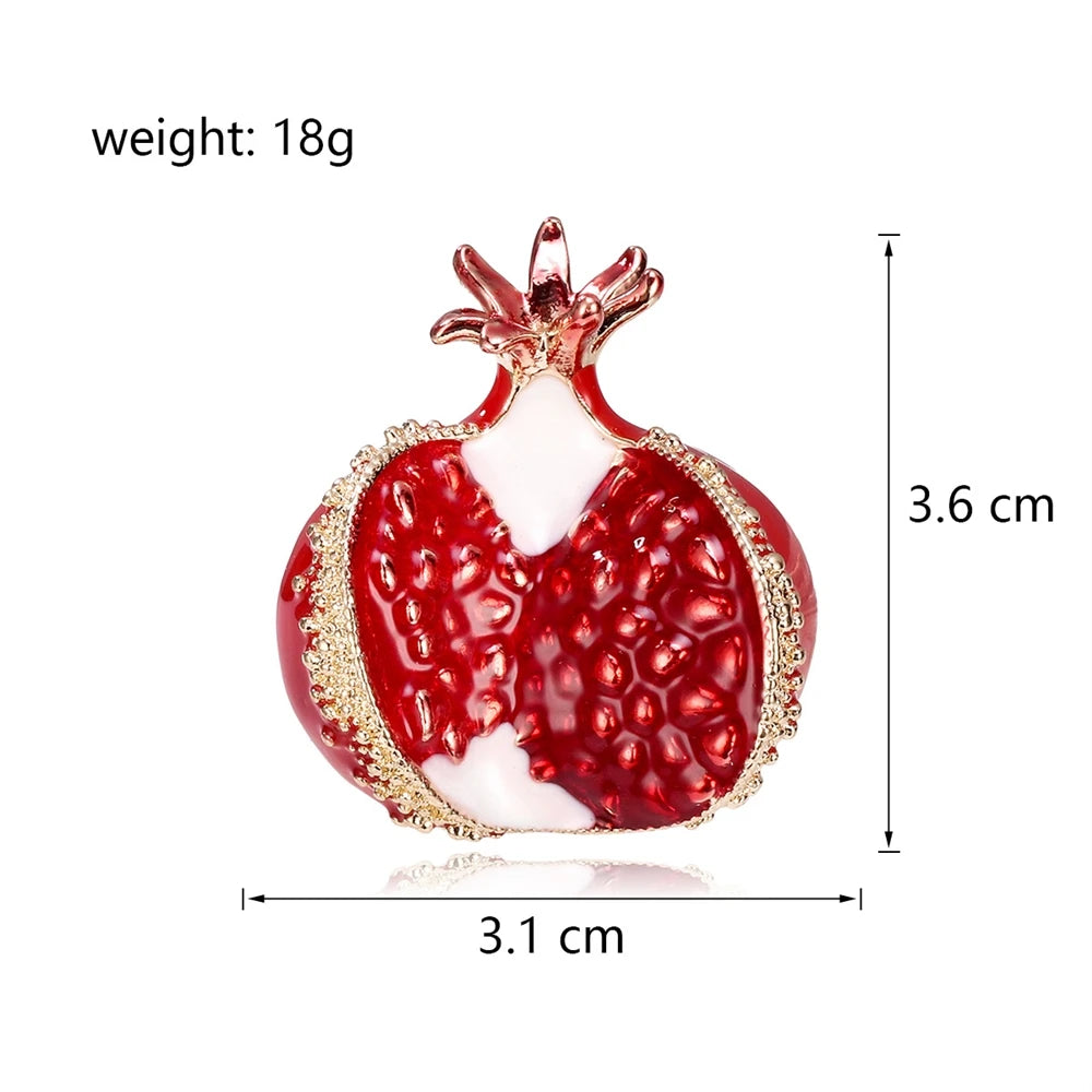 Fashion Fruits Pomegranate Sweet Brooches for Girls Elegant Glamorous Charms Pins Jewelry for Women Ladies Accessories Wholesale