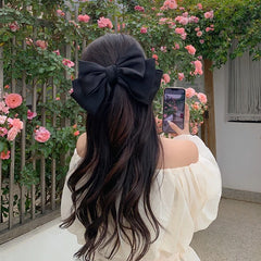 Large Solid Color Bowknot Hair Clips for Women Princess French Style Sweet Cute Barrette for Women Ladies Hair Accessories Chic
