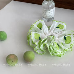 Sweet Cute Green Apple Fashion Scrunchies Elegant Hair Ties for Baby Girls Kids and Teenagers Green Fruit Accessories