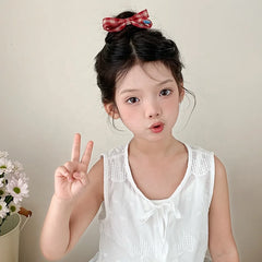 Girls Red Irregular Shape Fashion Minimalistic Heart Bowknot Snap Clips Hair Claw Clips Scrunchies Accessories Sets for Children
